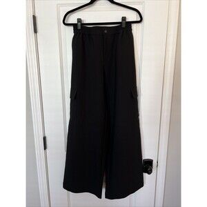 WAYF Black Wide Leg Cargo Trousers XS